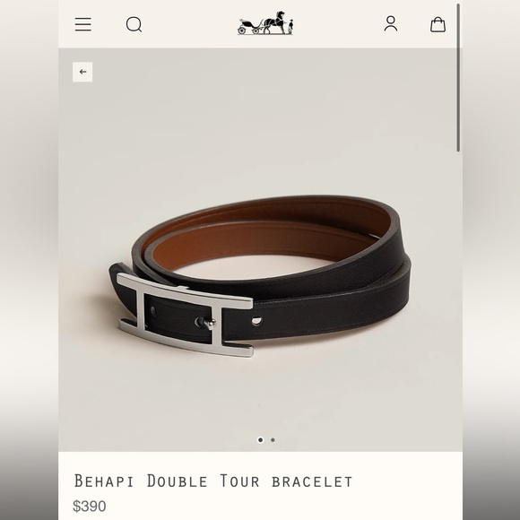 NIB Authentic Hermes Behapi Double Tour Bracelet Black and Silver - Picture 1 of 8